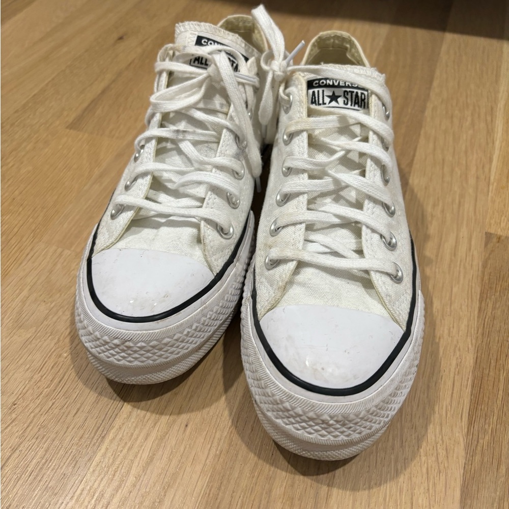 White Converse Low Platform Sneakers